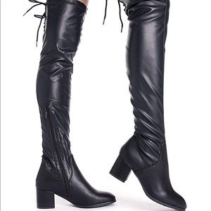 Dream Paris OTK lace up black leather boots